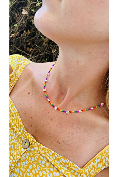 elamindunyasi El Örgü Renkli Papatya Kolye