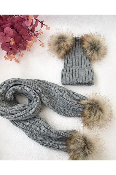 ŞAPKAKİDS Tricotaj Eșarfă Set Beanie