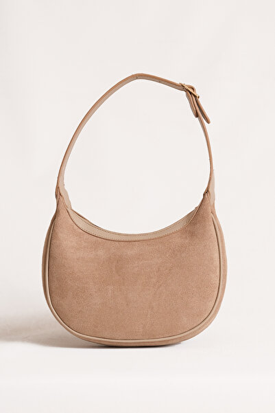 Çantacımstore Kadın Süet Baguette Çanta Bej 310124