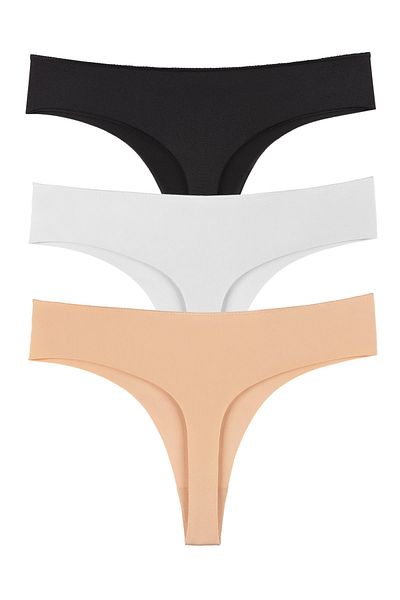 Sensu Women's Laser Cut Thong Panties 3 Pack Set Kts3067