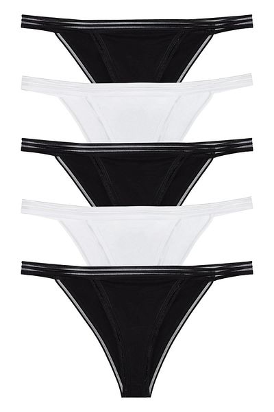 Sensu Set de 5 chiloți model bikini elastic transparent pentru femei Kts3068