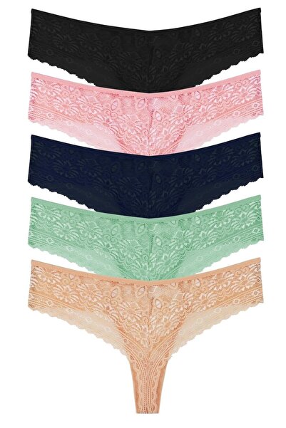 Sensu Set de 5 chiloți brazilian din dantelă pentru femei - Kts4007