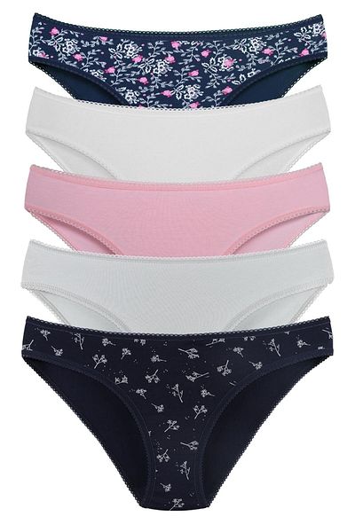 Sensu Γυναικεία casual βαμβακερά εσώρουχα μικτά χρώματα Slip 5 Pack Σετ Kts1102