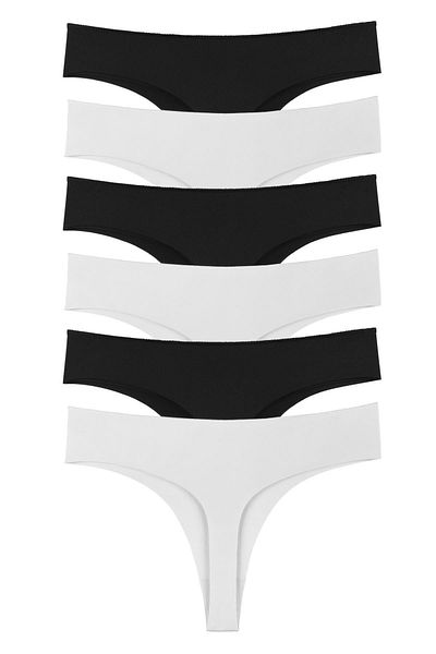 Sensu Women's Laser Cut Thong Panties 6 Pack Set Kts3067
