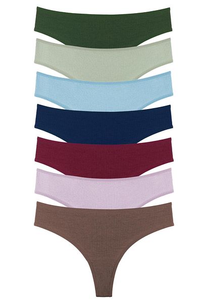 Sensu Women's Ribbed Brazilian Thong 7 Pack Set