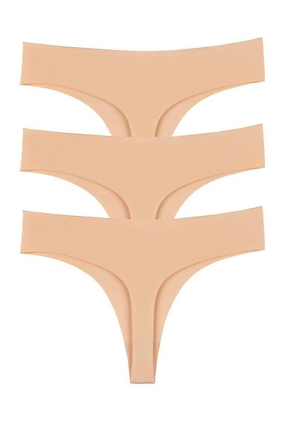 Sensu Women's Laser Cut Thong Panties 3 Pack Set Kts3067