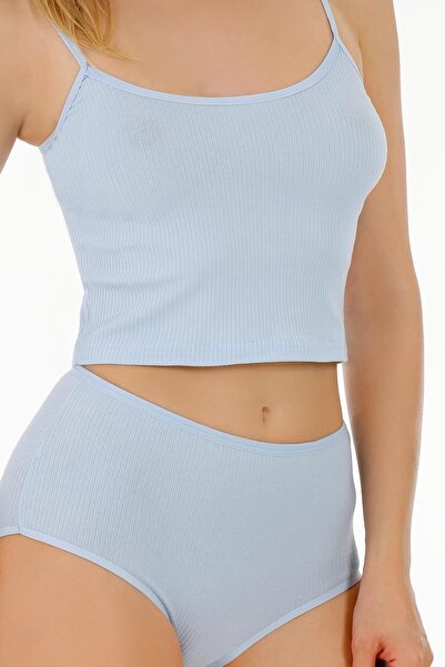 Sensu Women's Corded Fabric Rope Strap Bustier High Waist Panties Set - BYT400