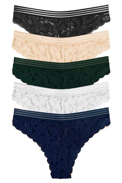 Sensu Women's Full Lace 5-Piece Panties Pack Set