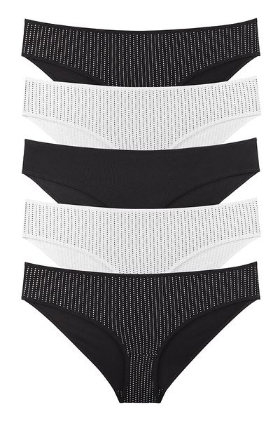 Sensu Women's Plus Size Polka Dot Model 5-Piece Slip Panties Set - Kts3066
