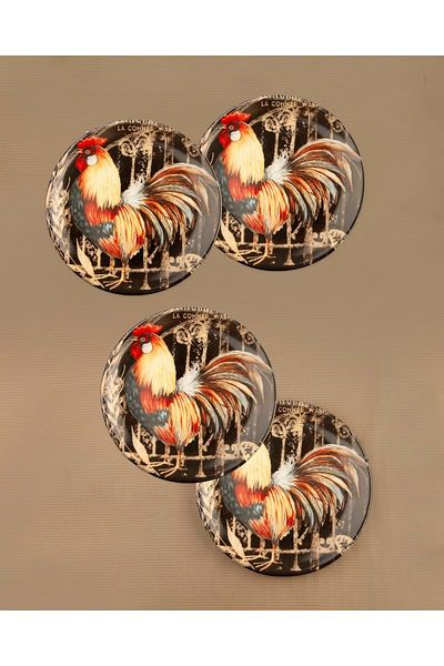 Bursa Porselen Dekor Black rooster 4 piece cookie plate