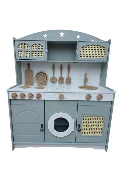 Hedef Ahşap Oyuncak Mutfak Seti( Yeşil)(HAZERANLI-LEDLİ)