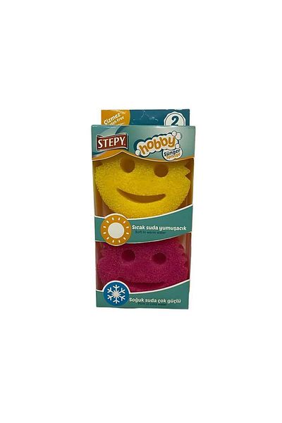 STEPY Pack of 2 Smiling Face Special Dish Sponge - Durable and Ergonomic Design