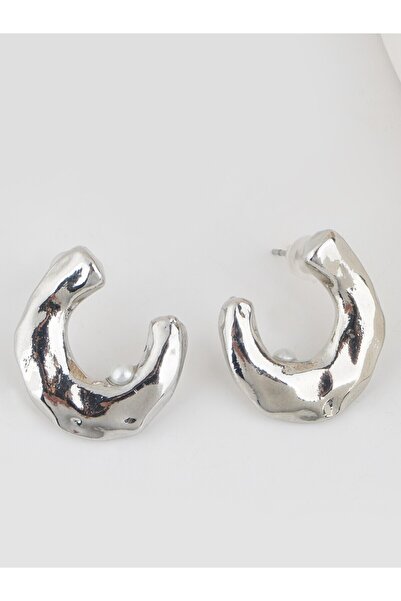 MRK أقراط نسائية غير متناظرة على شكل حرف C مرصعة باللؤلؤ