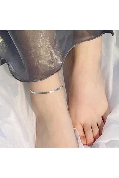 ESJ Stainless Steel Italian Scrunch Chain Women's Anklet 4 Mm Color: Silver