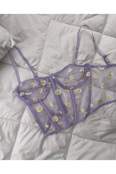 SanalBarkod Lilac Corset - Daisy Pattern