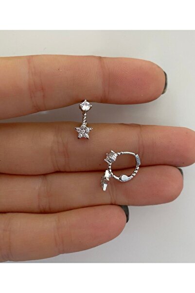 Arescollection Zirkon Taşlı Helix Lobe Tragus Uyumlu Halka Piercing Küpe