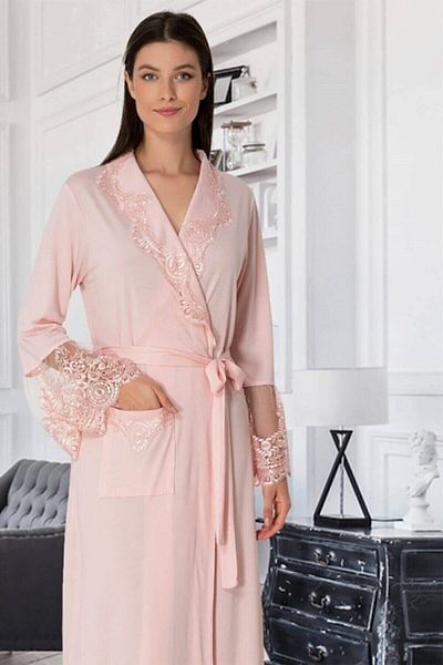 By Mecit Pijama Women's Powder Lace Maternity Maternity Dressing Gown 5342