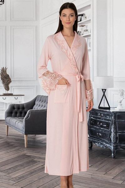 By Mecit Pijama Women's Powder Lace Maternity Maternity Dressing Gown 5342