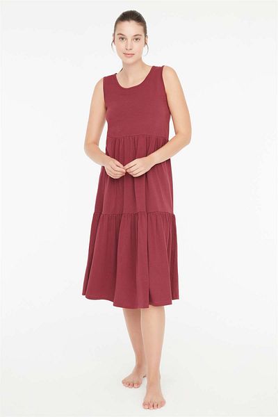 Mod Collection Rochie prune cu maneci zero pentru femei 3c8t8n4