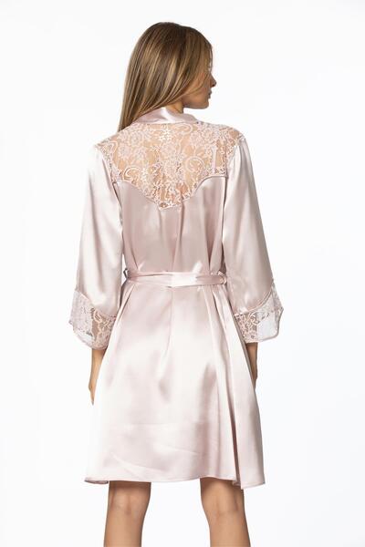 Pierre Cardin Set cămașă de noapte și halat de toaletă din dantelă din satin - 4075