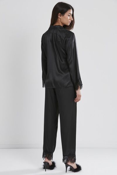 Pierre Cardin Saten Dantelli Kadın Pijama Takımı - 1135 Siyah