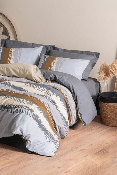 Cotton Box Asel Anthracite Soil Double Duvet Cover Set