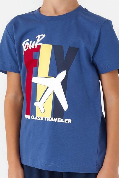 HAUSEkids Tour Fly Night Blue Melange Boy's Short Sleeve Pajama Set