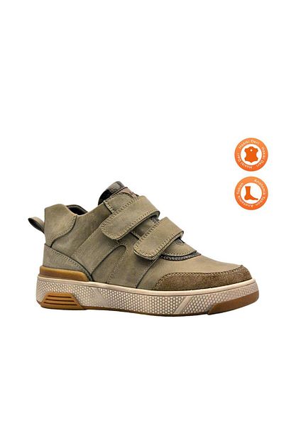 kids A more Comolli Double Velcro Genuine Leather Boys' Boots Sand Color