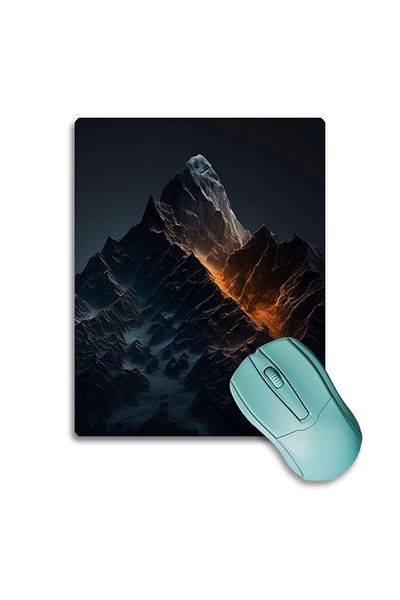 SonicTouch لوحة ماوس/وسادة ألعاب غير قابلة للانزلاق بتصميم جبل أسود ملحمي مقاس 17 × 21 سم