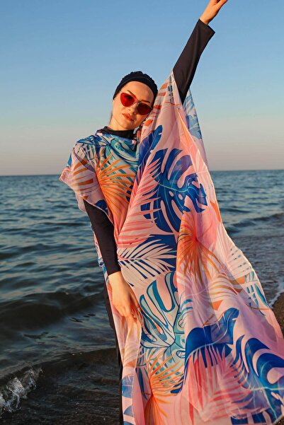 Marina Kimono Kaftan cu model de frunze Pareo pe costum de baie hijab P2109