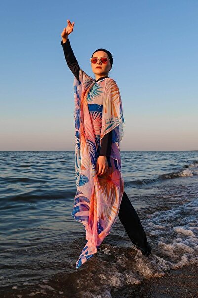 Marina Kimono Kaftan cu model de frunze Pareo pe costum de baie hijab P2109