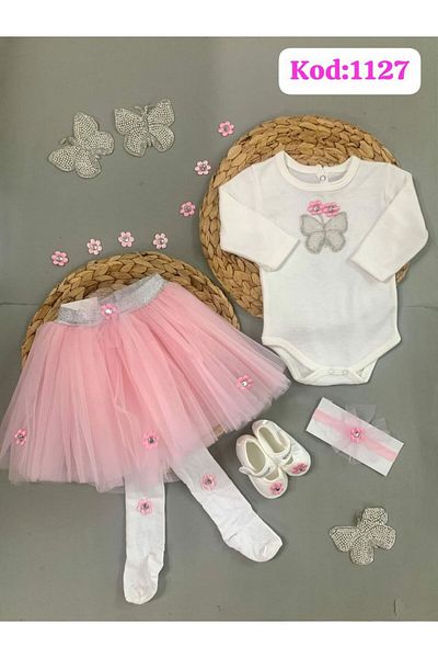 LEO KİDS Butterfly Baby Girl Gift Birthday Party Outfit Tutu Skirt Dress Set