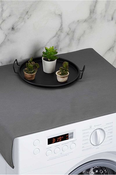 HOMELKA Washing Machine Cover Liquid Proof Fabric Anthracite Color Flat Model