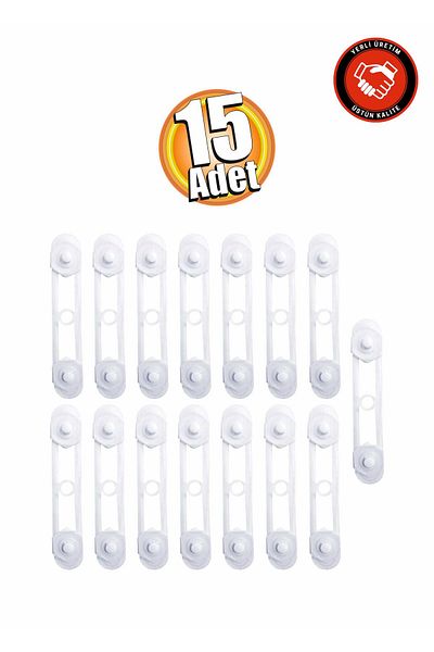 ALAY Ticaret 16 cm Baby Safety Cabinet and Drawer Lock - 15 Pieces