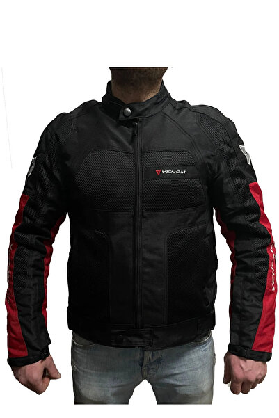 VENOM Dynamic Motorcu Montu Kırmızı Siyah 4 Mevsim Ceket