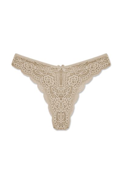 MİSTİRİK Tasali Model Full Lace Brazilian Model Flexible Fabric Sports Panties Skin Color