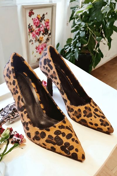 DURUNUN BUTİĞİ 8CM Heel Length Leopard Patterned Daily Stiletto