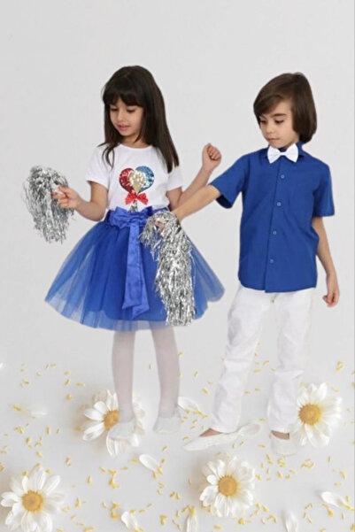 Nacar Kız Erkek Çocuk 23 Nisan Okul Gösteri Kıyafeti Pantolon Etek Gömlek Tsh...