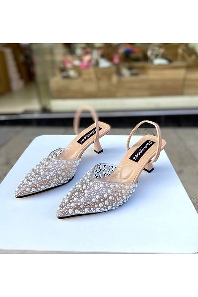 Gloriys Ayakkabı & Çanta Pantofi cu toc perlat de piele 6 cm 0960