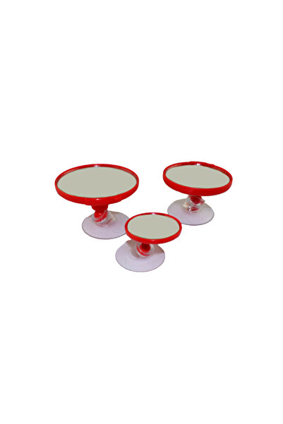 Cartex Kırmızı Yuvarlak Araba Iç Dikiz Aynası Vantuzlu - 3'lü Set (ÇAPLARI 5-7-9 CM TÜM ARAÇLARA UYGUNDUR)