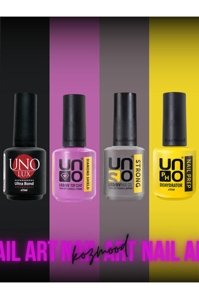 KozMood Uno Kalıcı Oje Seti Primer - Ultrabond - Strong Base - Diamond Top Co...