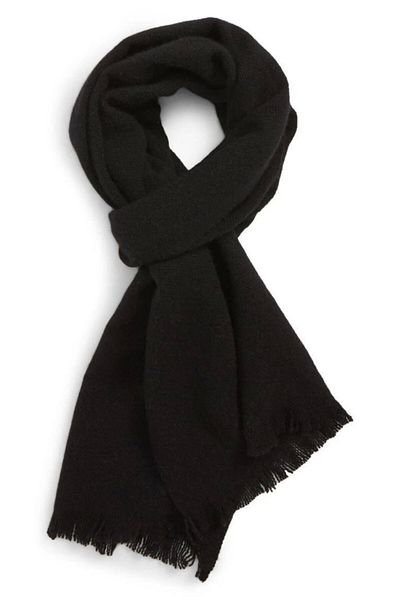 MinaCarin Unisex Black Soft Textured Thick Scarf