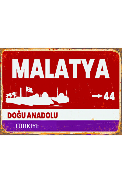Sav Moda Malatya temalı tablo, Malatya yön tabelası görünümlü MDF poster, Mal...