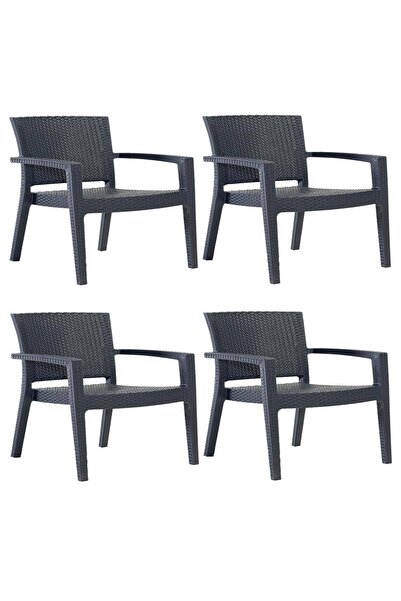 nar sokağı 4 Adet Zeugma Rattan Kollu Sandalye Koltuk 4'lü Set