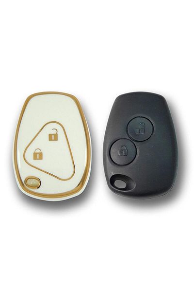 GMA KEYS Luxury Renault Clio 3 Dacia Duster 2 Button Nano Key Case White Gold Color