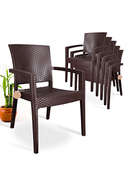 nar sokağı 6 Adet Zeugma Rattan Kollu Sandalye Koltuk 6'lı Set