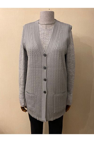 TEK Hair Knitted SINGLE Knitwear Mercerized Mother Vest / Gray