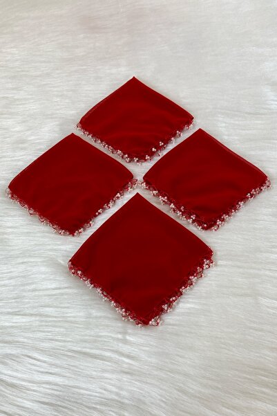 ZEYMERADE Kırmızı Şifon Gelin Damat Mendili, Düğün Halay Nedime Bride Parti K...