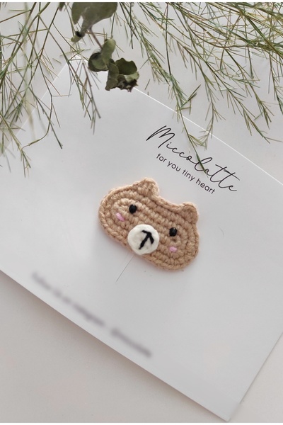 Miccolatte Teddy Bear Figured Hand Knitted Hairless Baby Hairpin