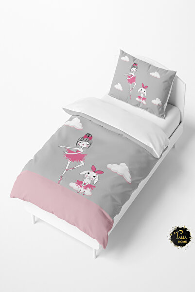 Talia Home طقم غطاء لحاف للأطفال والرضع بنمط راقصة الباليه والأرنب TLAN-134
